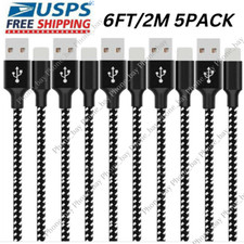 5X Bulk Lot 6FT Heavy Duty USB Charger Cable For iPhone 14 11 XR 8 7 6 iPad Cord picture