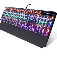 Camiysn Typewriter Style Mechanical Gaming Keyboard, Black Retro Punk  picture