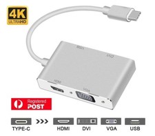 USB Type-C to DVI HDMI VGA USB3.0 Adapter Cable 4K HD For Samsung Galaxy Z Flip6 picture