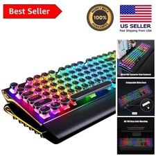 108-Key RGB Retro Mechanical Keyboard with Detachable Wrist Rest & Blue Switches picture