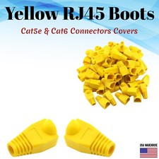 Cat5e Cat5 Cat6 RJ45 Boot End Cap Yellow Connector Modular Head Plug Cable Lot picture
