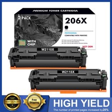 2PK 206X BK Toner Cartridge WIth Chip for HP 206X LaserJet Pro M283 M283fdw M255 picture