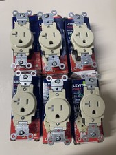 Lot of 6 Leviton 20amp Single Outlets Tamper Resistant Ivory picture