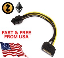 8-Inch SATA 15-Pin to 6-Pin PCI Express Card Power Adapter Cable picture