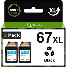 2BK 67XL Ink Cartridges for HP Deskjet 2855e 2755e 2700e 4155 4155e printer picture