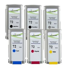 A Set 6 Colors For HP 72 Reman ink cartridge  DesignJet T610 T620 T770 T1120HD picture