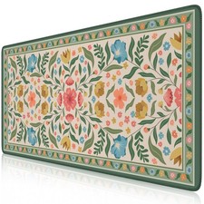 iLeadon Computer Desk Mat Smooth Surface, Floral Stitched Edges XL Big Mosue picture
