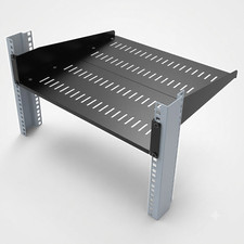 2U Black Steel Vented Server Rack Shelf Adjustable Cantilever Tray 19 Inch Mount picture