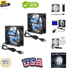 2PCS 80mm 8cm LED Blue Computer Case Cooling Fan 80x80x25mm USB 8025 5V USB C... picture