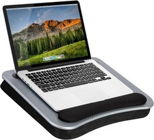 LAPGEAR Memory Foam Lap Desk with Wrist Rest and Media Medium, Silver Carbon  picture