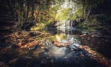 Landscape nature water forest waterfall river Custom Gaming Mat Desk picture