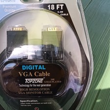 TOPZONE 03-VGA18 18ft Black VGA/SVGA D-Sub Male to Male Gold Plated picture