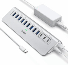 intpw 12 Port USB C Hub 10Gbps USB 3.2 PD 45W Charging w/Power Adapter picture