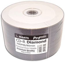 50-Pak Ridata Pro WATERPROOF GLOSSY White Inkjet Hub DIAMONDSILVER 80-Min CD-R's picture