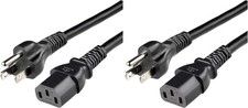 Versatile 3ft 3-Prong AC Power Cable for Monitor, Printer & More - Pack of 2 picture