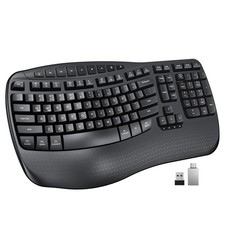 MEETION Ergonomic Wave Wireless Keyboard, Natural Typing Design, Black picture