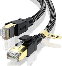 Cat 8 Ethernet Cable 8.12.40.50 FT RJ45 High Speed LAN Network Cord Black picture