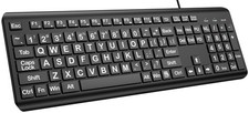 EDJO Large Print Computer Keyboard, Wired USB Full Size Quiet Keyboard with 4... picture
