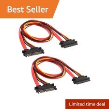 MEIRIYFA 2-Pack 50cm SATA 22Pin Male to Female Cable picture