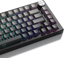 Grey Black Keycap Set 136 Key Gradient Double Shot PBT Keycaps 75% 100% Shine th picture