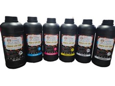 Set Of Six UV Hard Ink Cyan Magenta Yellow Black Varnish 1000ml For Epson picture