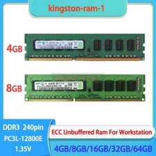 Samsung 4G 8GB ECC Unbuffered UDIMM PC3L-12800E DDR3-1600 1.35V Ram for DELL lot picture