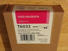 07-2021 NEW GENUINE EPSON T6033 VIVID MAGENTA 220ml INK STYLUS 7880 9880 T603300 picture