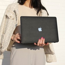 Black Litchi PU Leather Shell Case Cover For MacBook Air 13 15 Pro 13 14 15 16 picture
