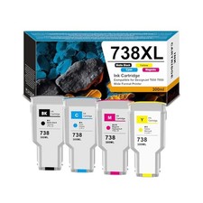 738 738XL Ink Cartridge 300-ml 4-Pack with Chip Replacement for HP 498N8A 676... picture