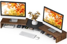 TAVR Dual Monitor Stand Riser 43.3 Inch Multifunctional Desk Rustic Brown picture
