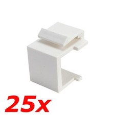 25 Pack Keystone Blank Insert Modular Snap-In Wall Plate Hole Cover Filler White picture