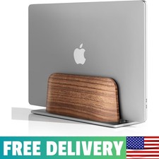 Vertical Laptop Stand, Minimalist Wood Holder For MacBook, Walnut picture