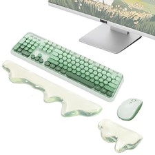 Transparent Clear Green Gel Mountain Keyboard Mouse Wrist Rest Pad Support picture
