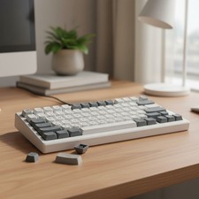 Custom Retro Grey Double Shot PBT Keycaps for Mechanical Keyboards – 139 Keys picture
