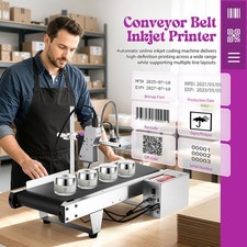 Automatic Online Inkjet Coding Machine w/ Mini Conveyor Belt Batch Code Printer picture