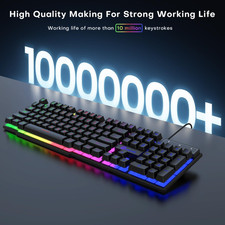 104 Keys Gaming Keyboard, Full Size LED Backlit Wired Keyboard with Multimedi... picture