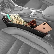 2-Pack Car Seat Gap Organizer - Vegan Leather, Universal Fit, Adjustable BLACK picture