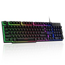 GEODMAER 104 Keys Gaming Keyboard, Full Size LED Black 104 Keyboard picture