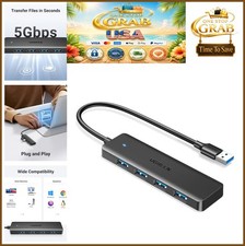 USB 3.0 Hub 4 Port USB A Splitter 5Gbps Ultra Slim Portable Plug and Play for picture