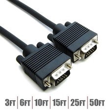 3-50FT VGA SVGA HD15 15-Pin Male to Male Cable Cord PC Monitor Laptop TV Black picture