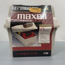 Vintage Maxell Computer Floppy Disk 40 3.5” Diskette Storage Organizer Tray Box picture