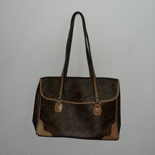 Laptop Bag Paisley Print Brown Roomy Inside Zip Pocket Preowned picture