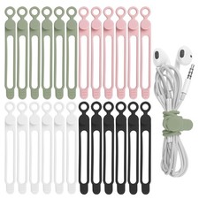 24Pcs Silicone Cable Straps Cord Organizer Reusable Wire Ties Bundling picture