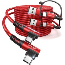 JSAUX 100W USB C Cable [2-Pack 6.6FT], Right Angle Fast Charging 6.6FT, Red  picture