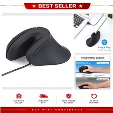 HXMJ Ergonomic Vertical Mouse Wired USB Optical Silent 6-Button Black picture