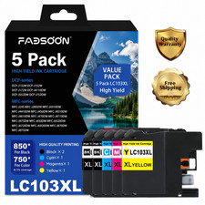 LC103XL 5PK 5 Cartridge 2 Black C M Y Ink DCP-J752DW MFC-J285DW MFC-J450DW 470DW picture