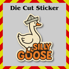 Funny Silly Goose with a Paper Hat Sticker - Waterproof Vinyl Printed Decal picture