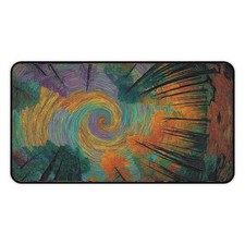 Abstract Swirl Forest Desk Mat | Colorful Psychedelic Landscape, Office Decor  picture