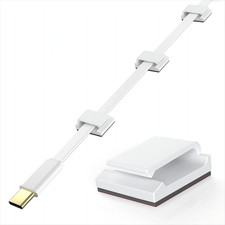 Flat Ethernet Cable Clips, 60 PCS Adhesive Wire Clips, White picture