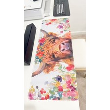 Cute Highland Cow & Wildflower Oversized Mouse Pad 31